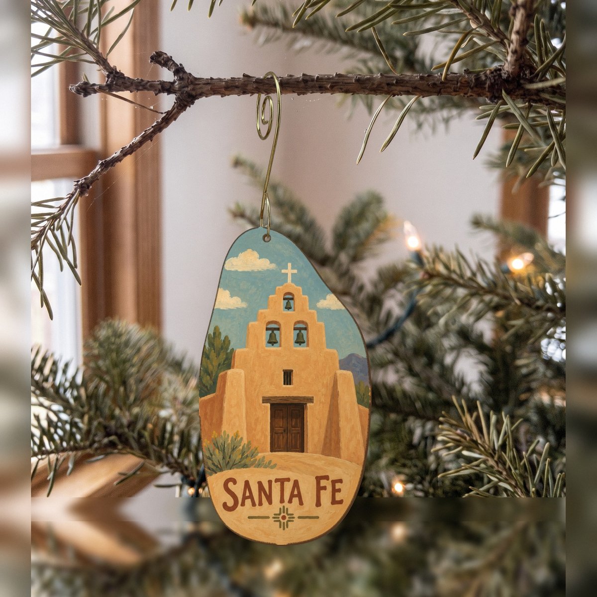 She's Choosing Santa Fe Ornament | Naive Folk Painting | S546-O