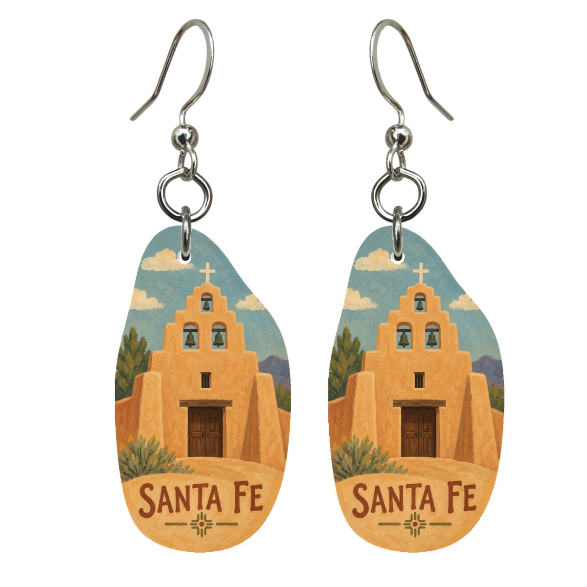 She's Choosing Santa Fe Earrings | Naive Folk Painting | S546