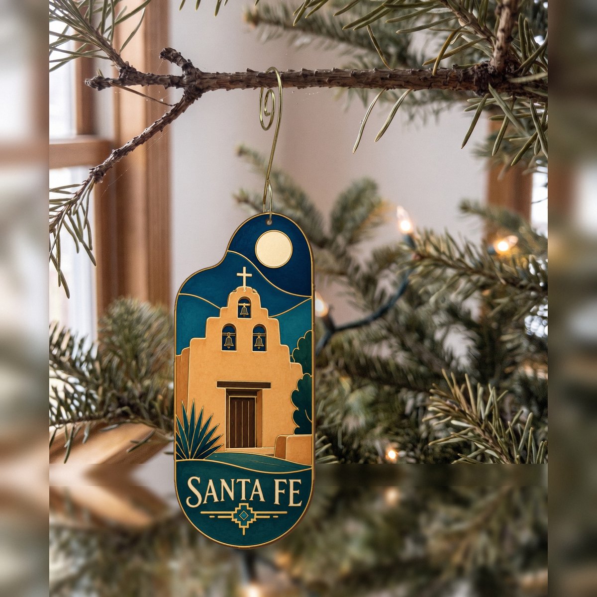 She's Choosing Santa Fe Ornament | Cloisonné-Inspired Graphic | S548-O