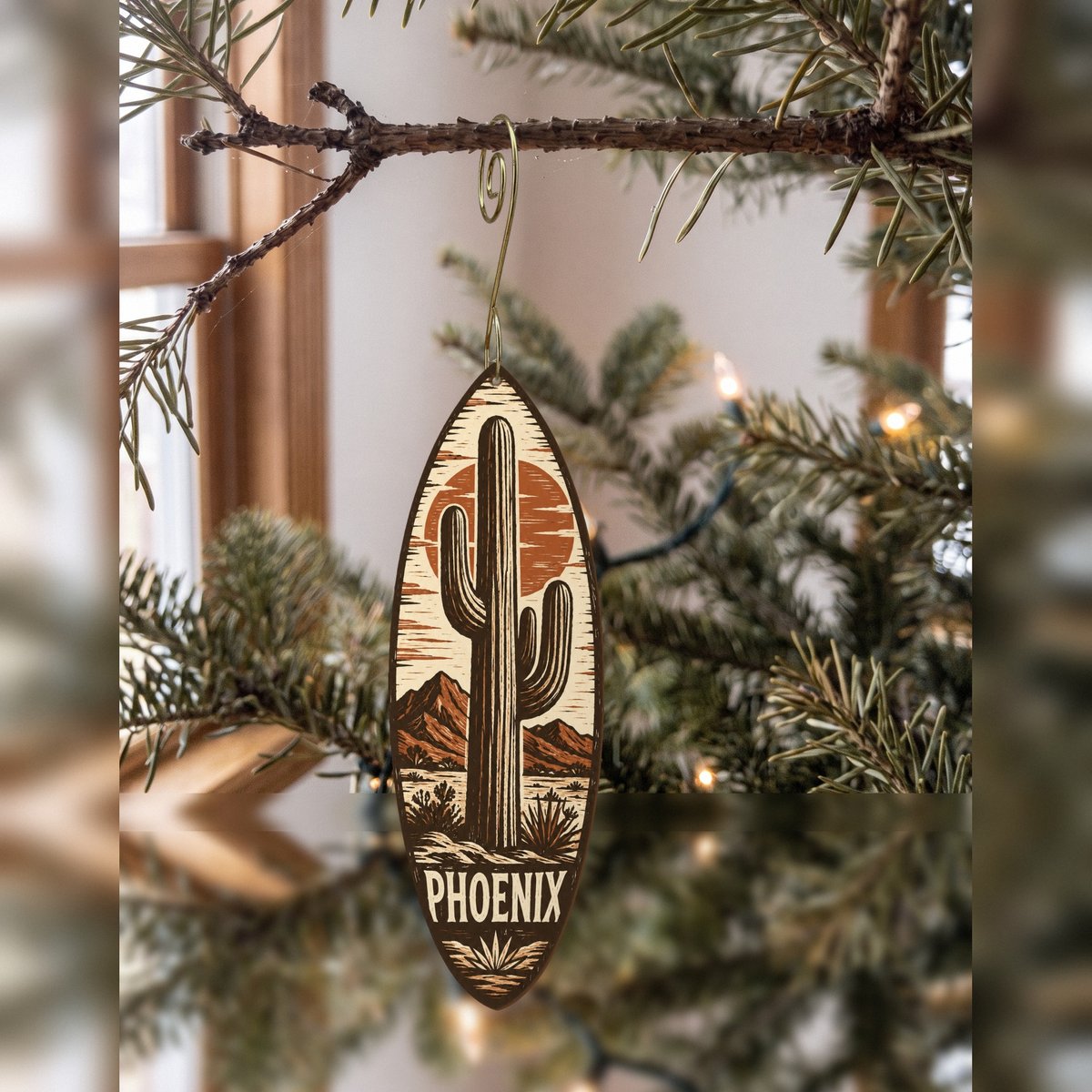 She's Choosing Phoenix Ornament | Woodcut | S556-O