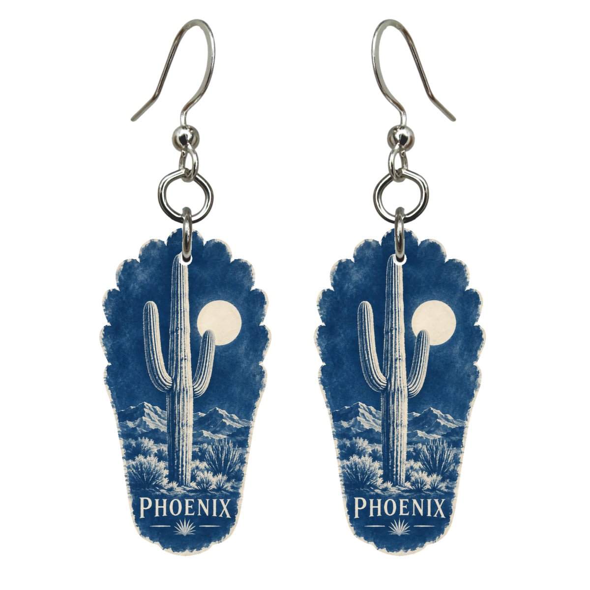 She's Choosing Phoenix Earrings | Cyanotype-Inspired | S557