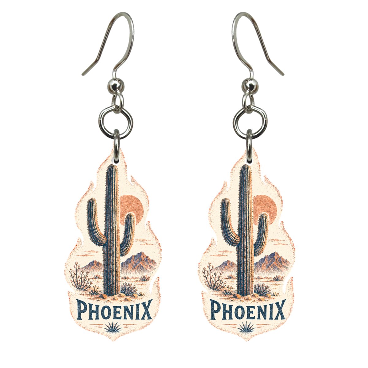 She's Choosing Phoenix Earrings | Sparse Pointillism | S559