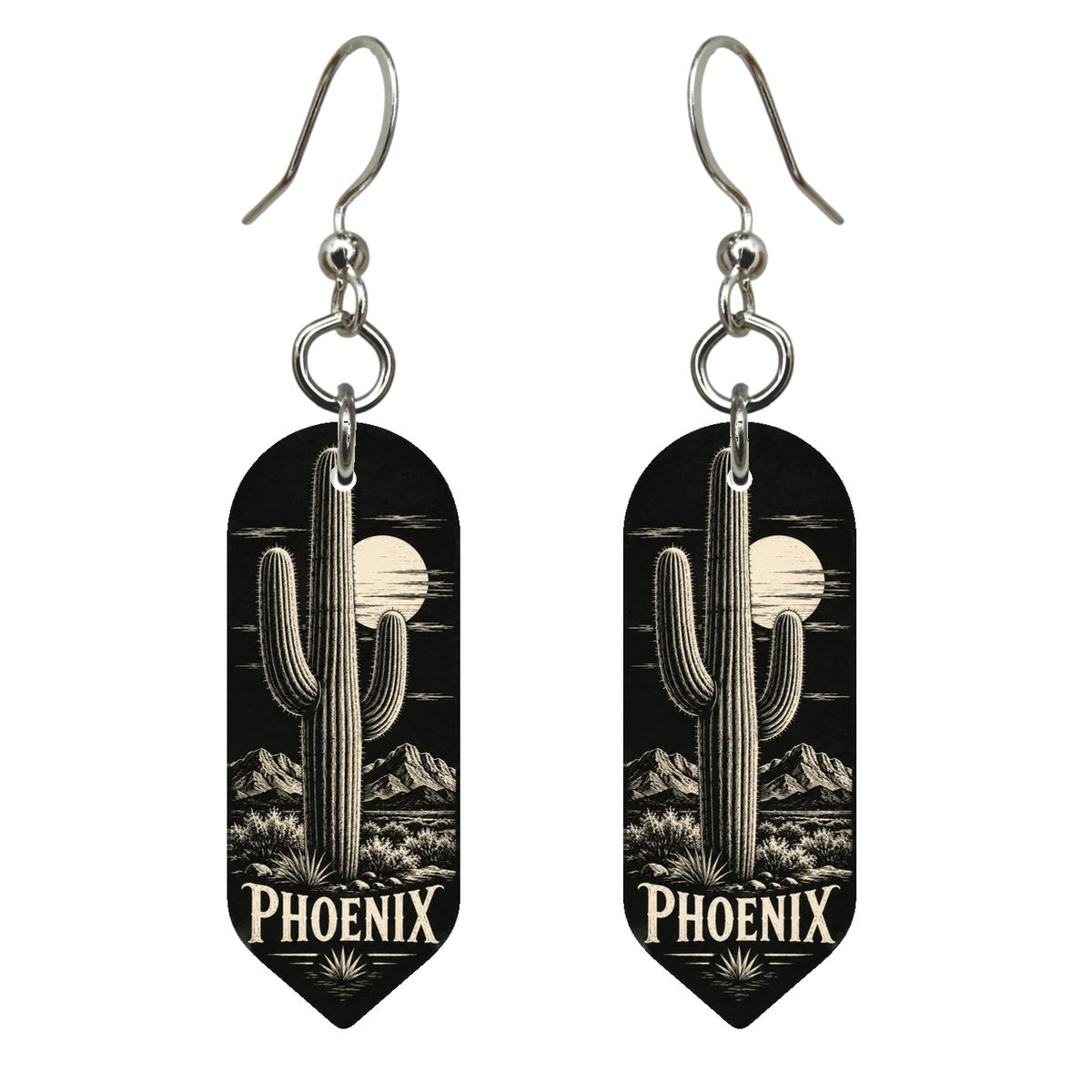 She's Choosing Phoenix Earrings | Scratchboard | S560