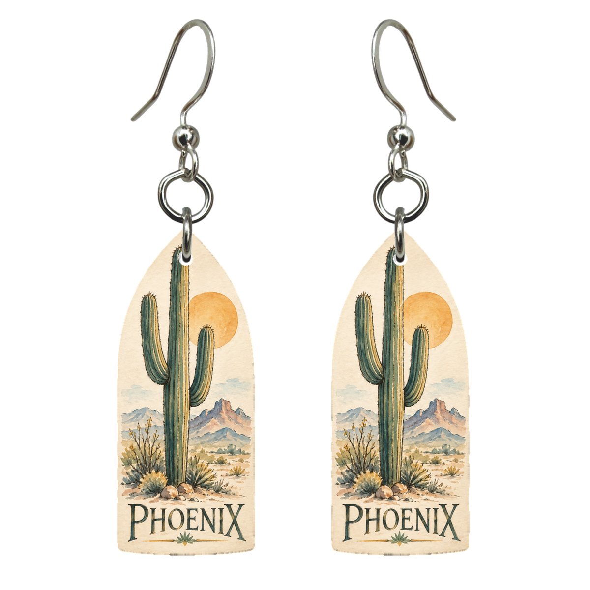 She's Choosing Phoenix Earrings | Pen and Watercolor Wash | S563