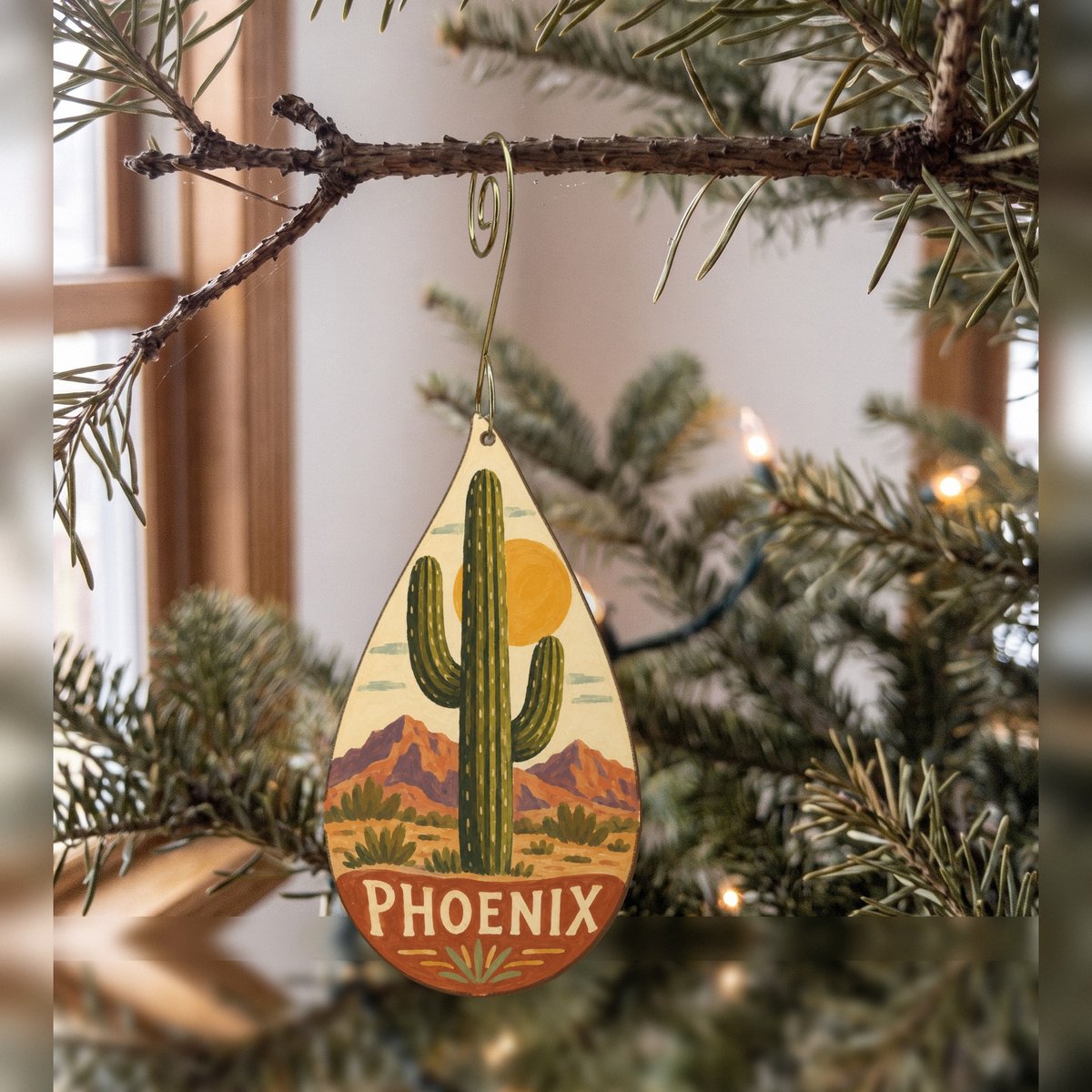 She's Choosing Phoenix Ornament | Naive Folk Painting | S564-O