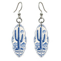 She's Choosing Phoenix Earrings | Blue-And-White Ceramic Illustration | S565