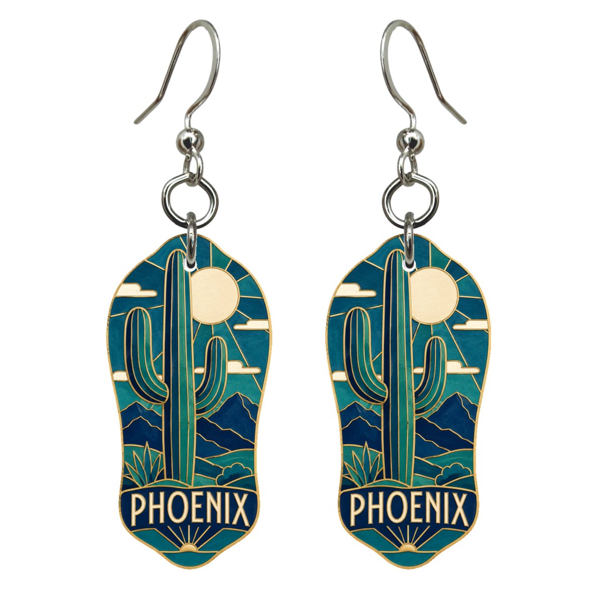 She's Choosing Phoenix Earrings | Cloisonné-Inspired Graphic | S566
