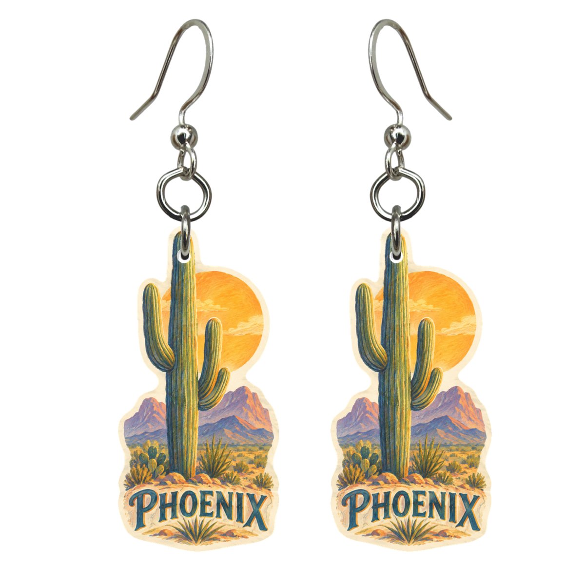 She's Choosing Phoenix Earrings | Colored Pencil over Gouache | S568