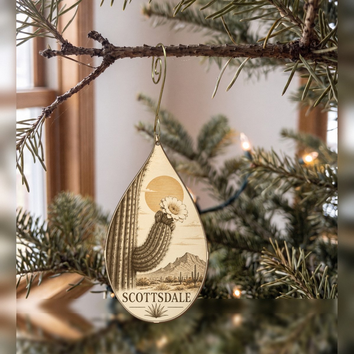 She's Choosing Scottsdale Ornament | Etching-Inspired Linework | S576-O