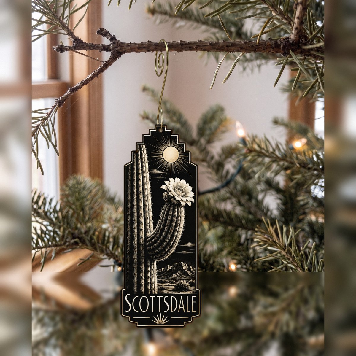 She's Choosing Scottsdale Ornament | Scratchboard | S578-O