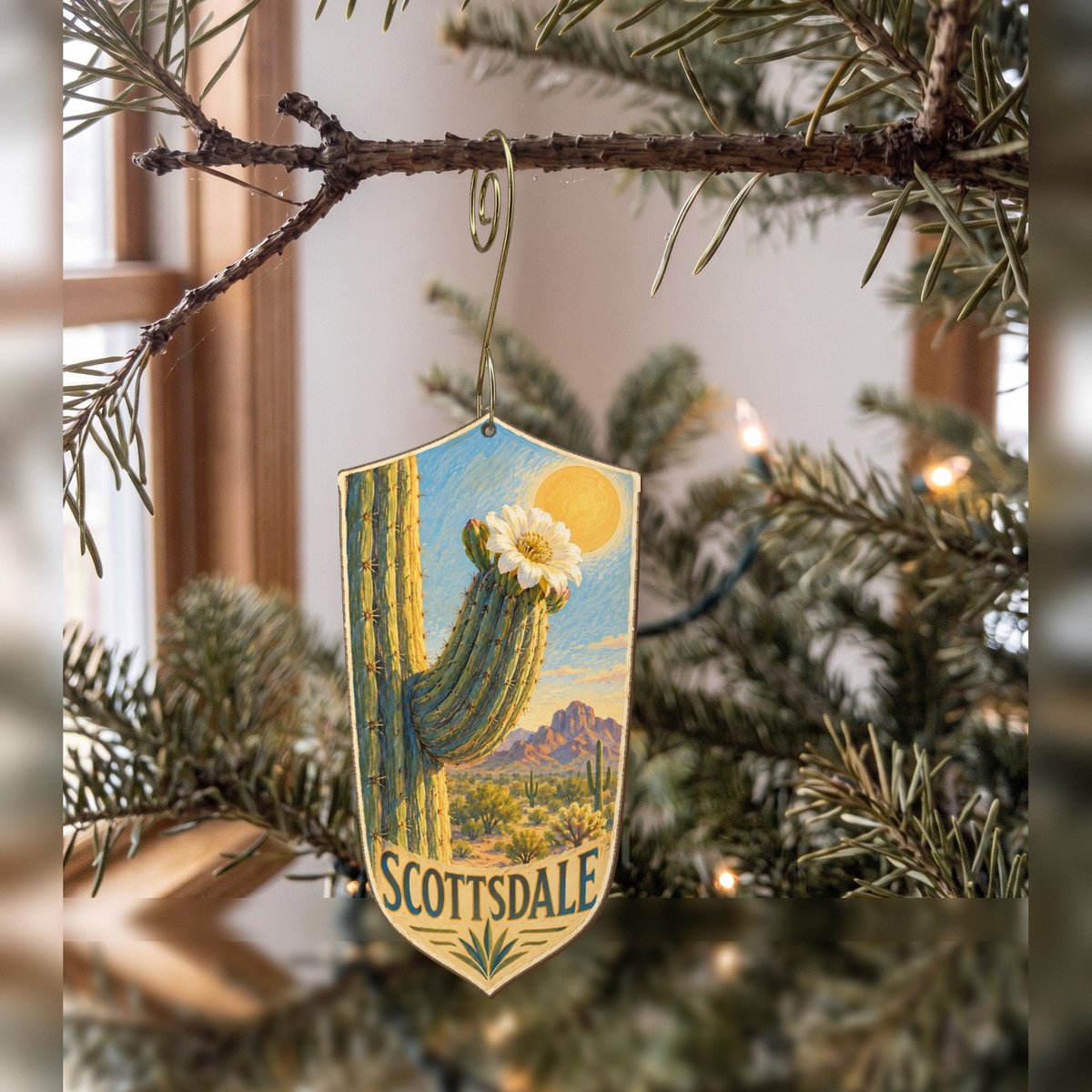 She's Choosing Scottsdale Ornament | Colored Pencil over Gouache | S586-O