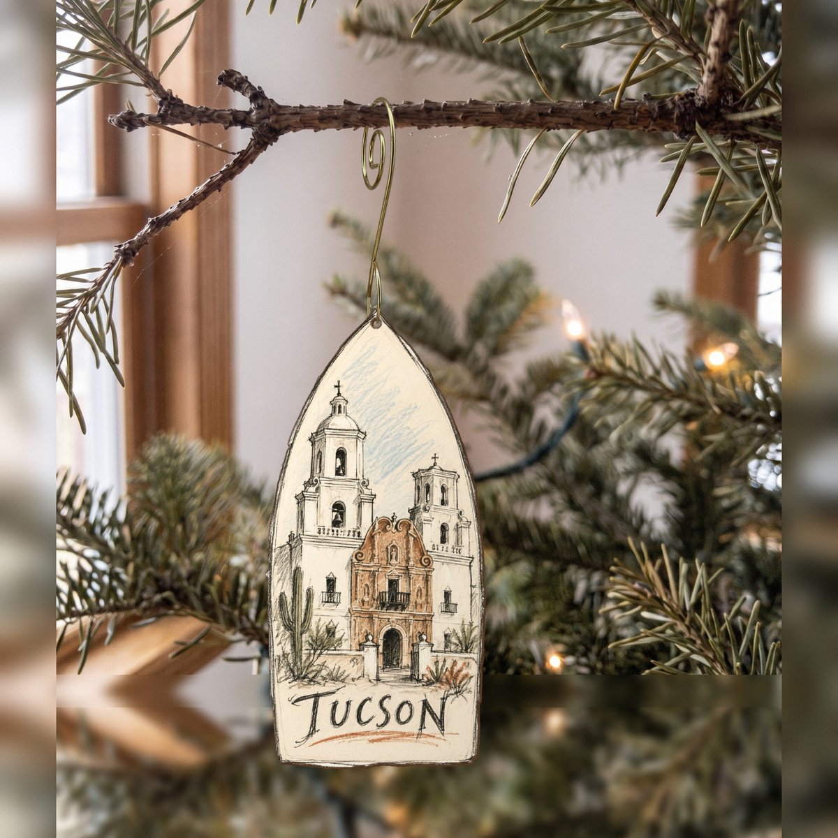 She's Choosing Tucson Ornament | Loose Contour Sketch | S589-O