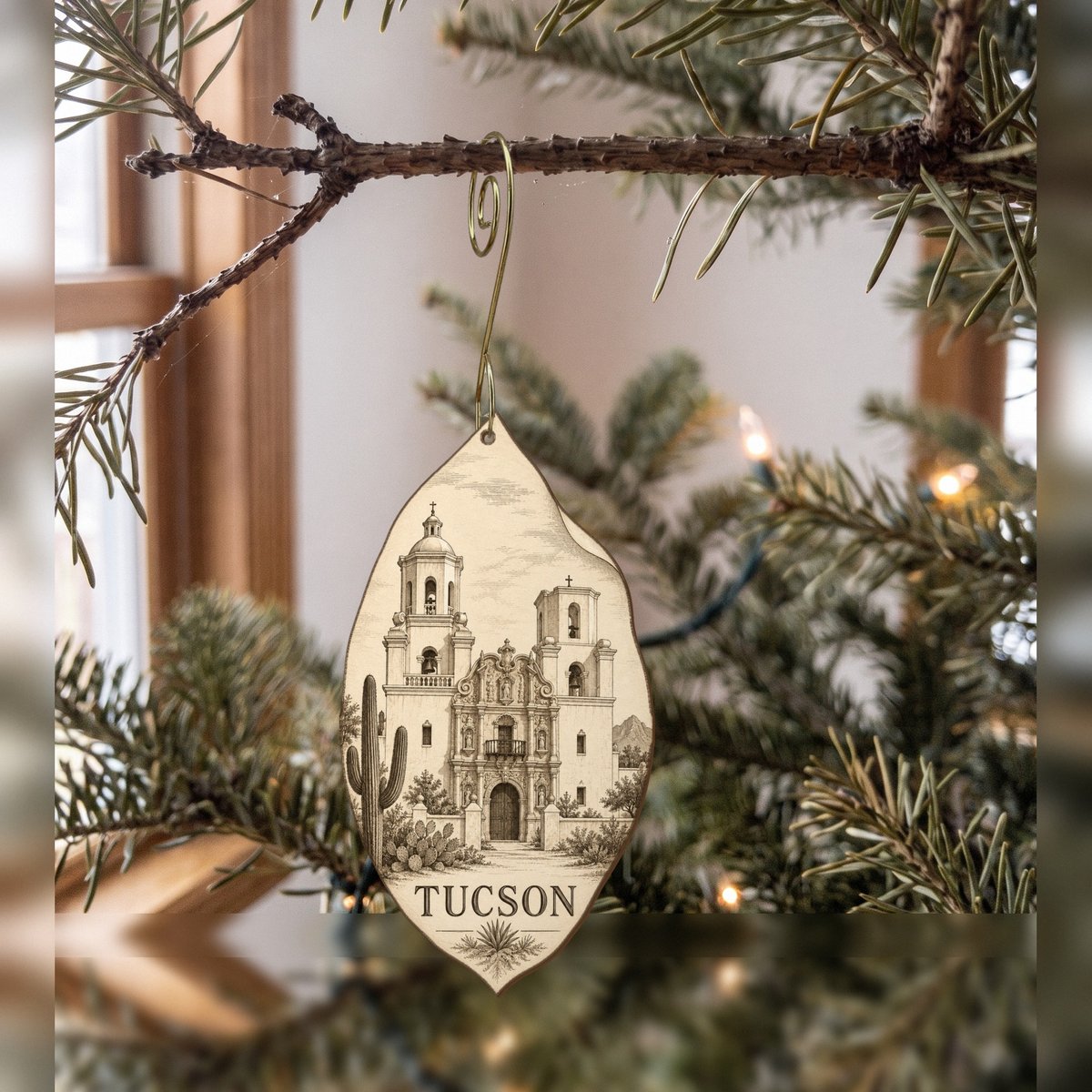 She's Choosing Tucson Ornament | Etching-Inspired Linework | S594-O