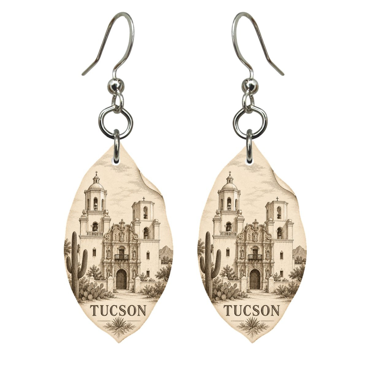 She's Choosing Tucson Earrings | Etching-Inspired Linework | S594