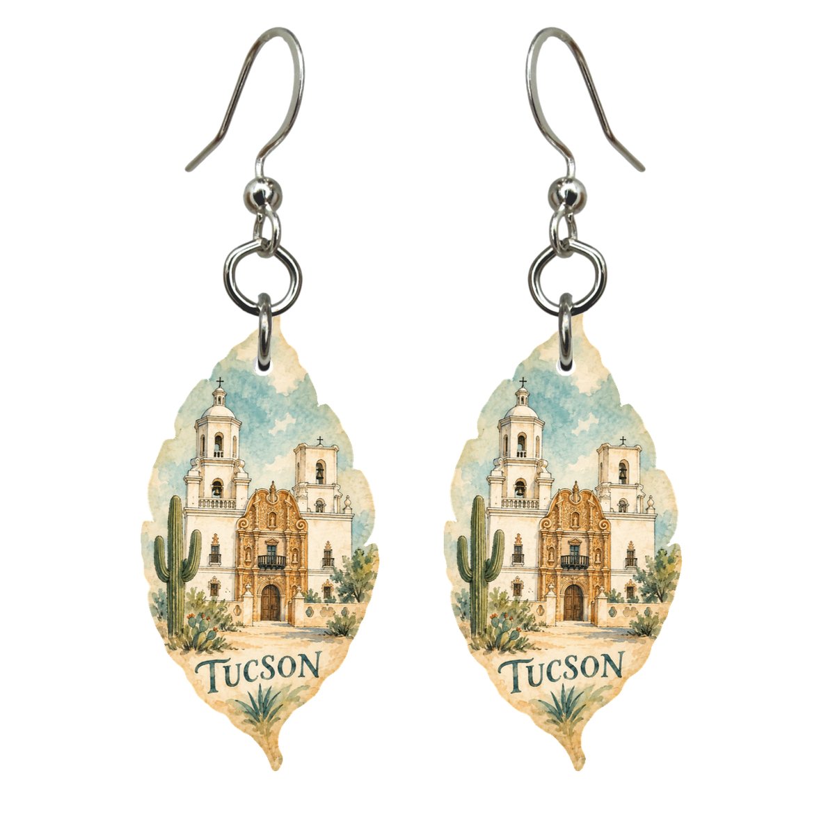 She's Choosing Tucson Earrings | Pen and Watercolor Wash | S599