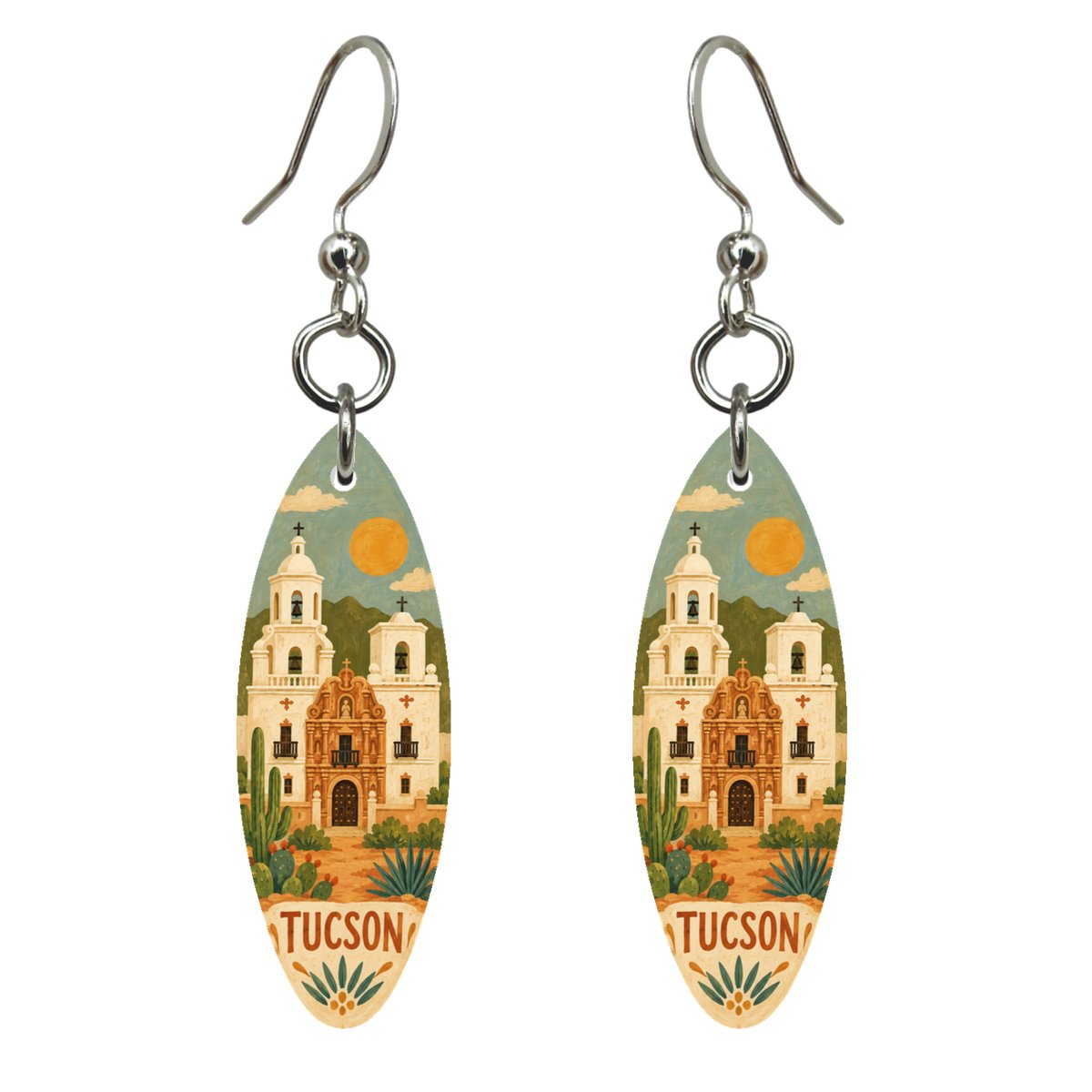 She's Choosing Tucson Earrings | Naive Folk Painting | S600