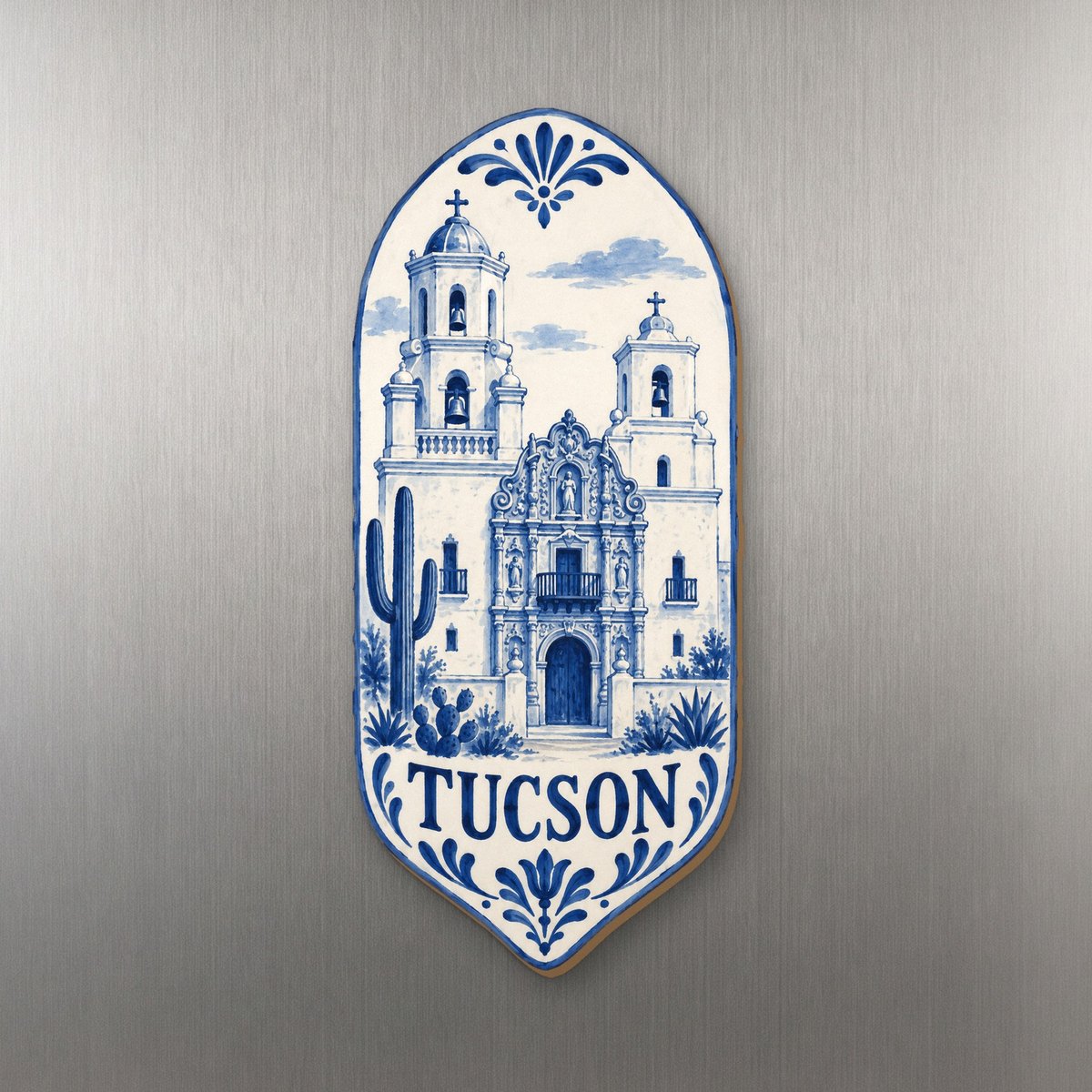 She's Choosing Tucson Magnet | Blue-And-White Ceramic Illustration | S663-M