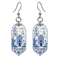 She's Choosing Tucson Earrings | Blue-And-White Ceramic Illustration | S663