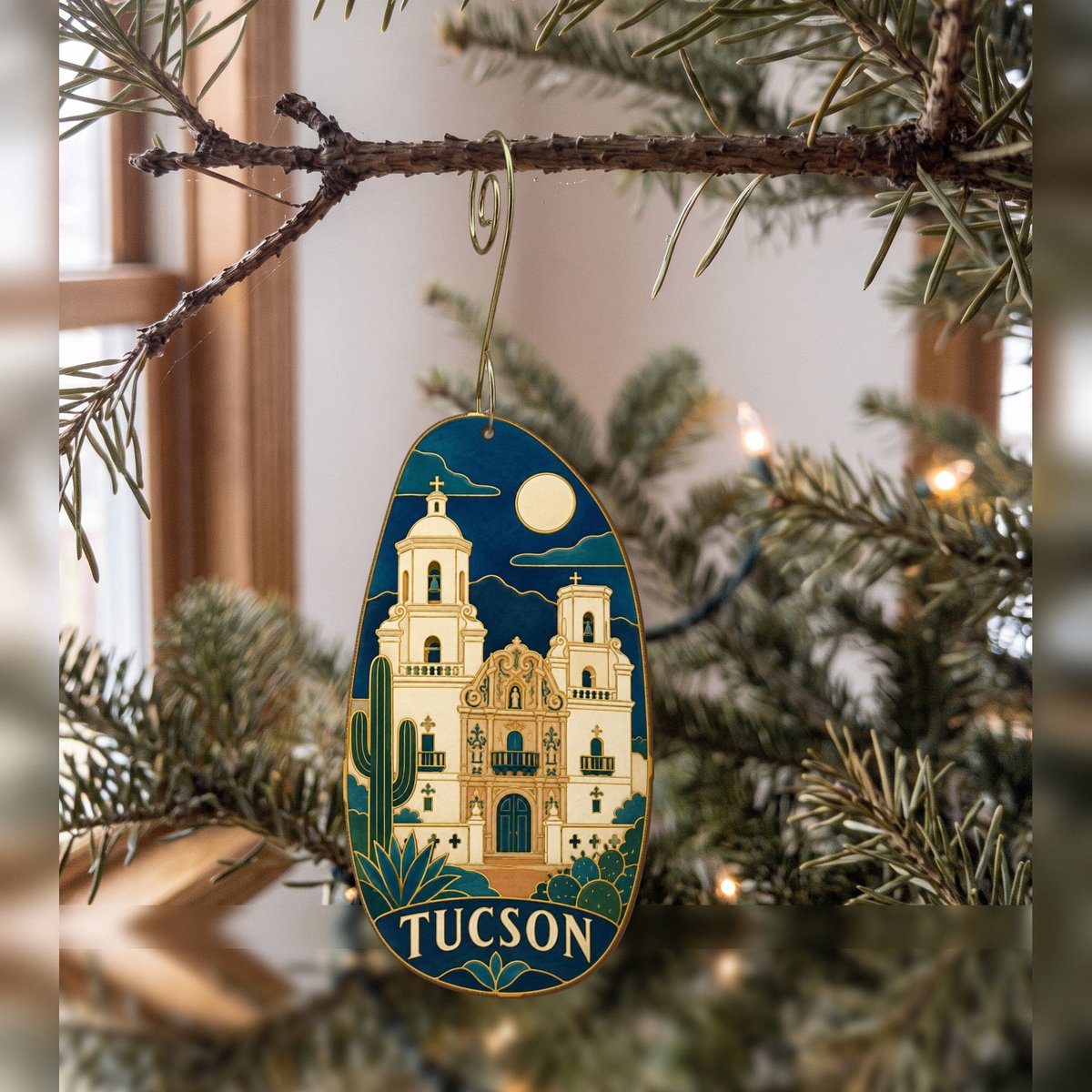 She's Choosing Tucson Ornament | Cloisonné-Inspired Graphic | S667-O