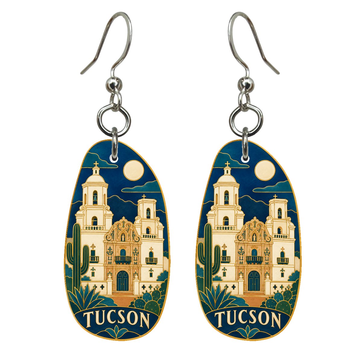 She's Choosing Tucson Earrings | Cloisonné-Inspired Graphic | S667