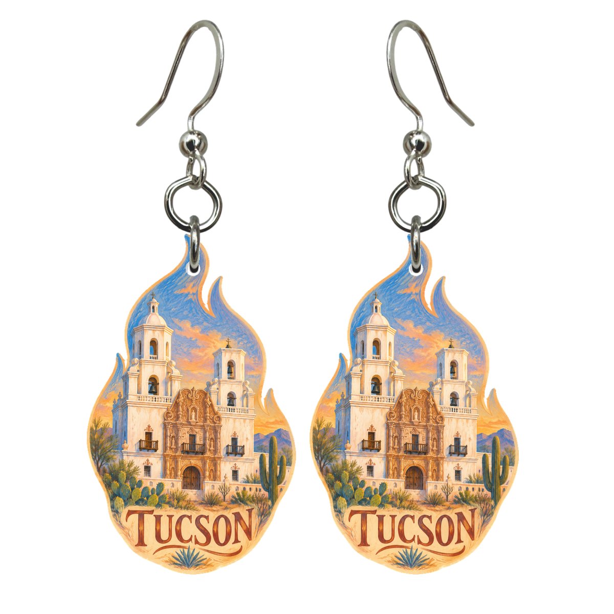 She's Choosing Tucson Earrings | Colored Pencil over Gouache | S669