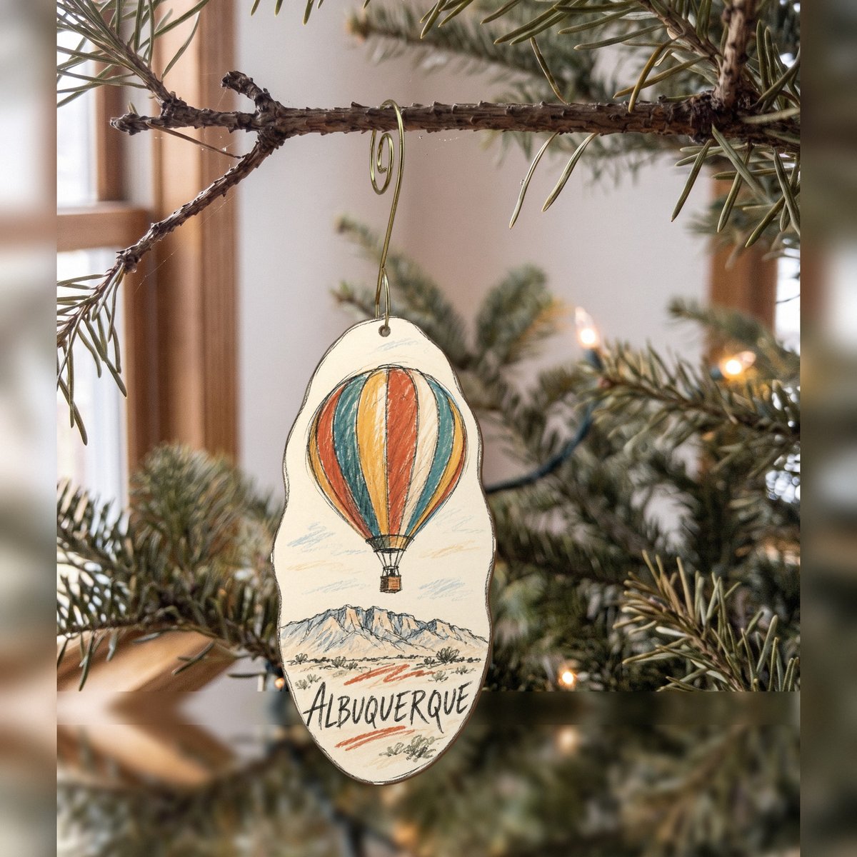She's Choosing Albuquerque Ornament | Loose Contour Sketch | S674-O