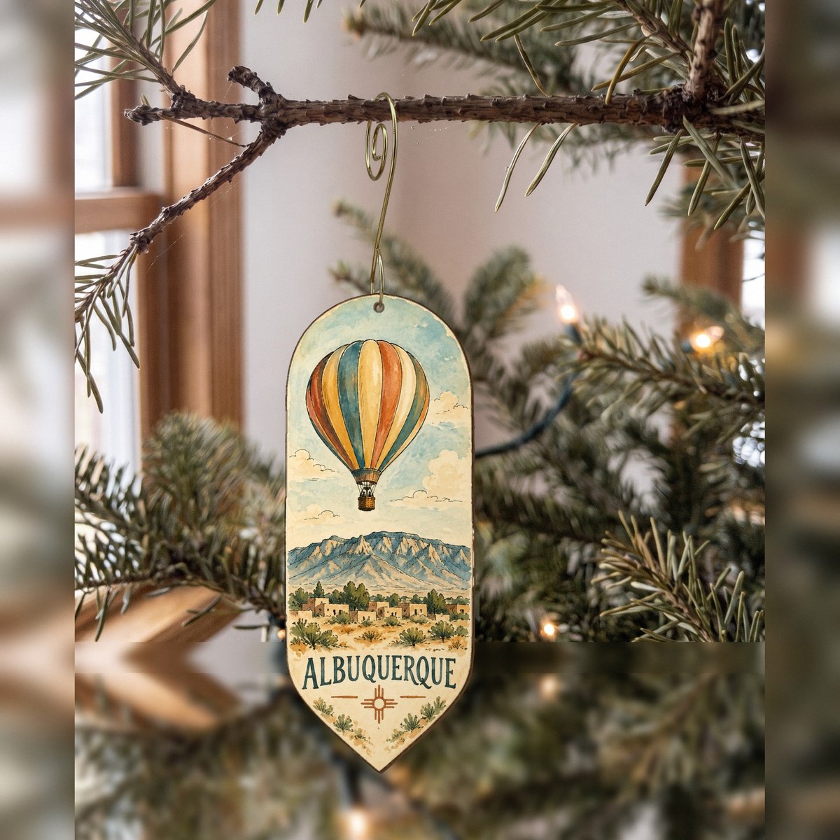 She's Choosing Albuquerque Ornament | Pen and Watercolor Wash | S684-O
