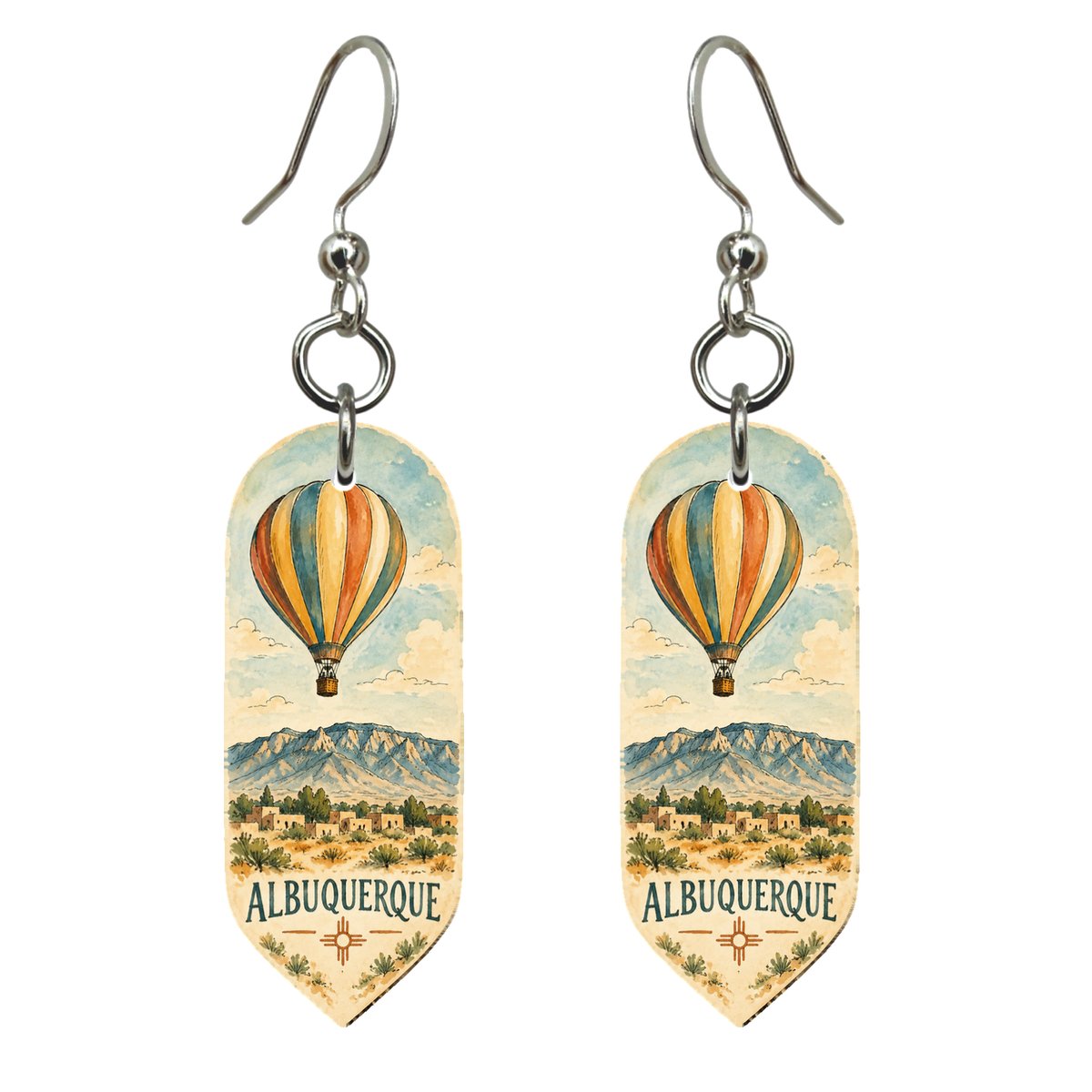 She's Choosing Albuquerque Earrings | Pen and Watercolor Wash | S684