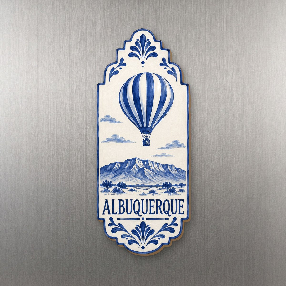 She's Choosing Albuquerque Magnet | Blue-And-White Ceramic Illustration | S686-M
