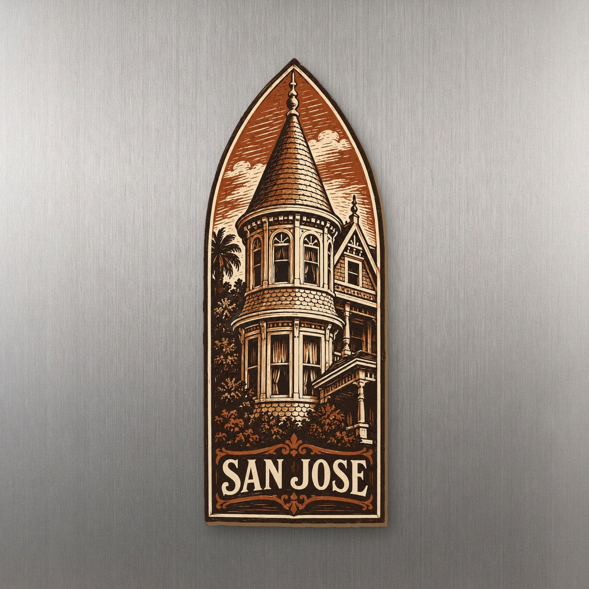 She's Choosing San Jose Magnet | Woodcut | S713-M