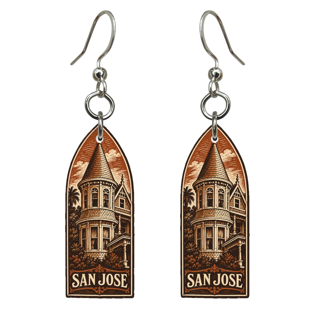She's Choosing San Jose Earrings | Woodcut | S713