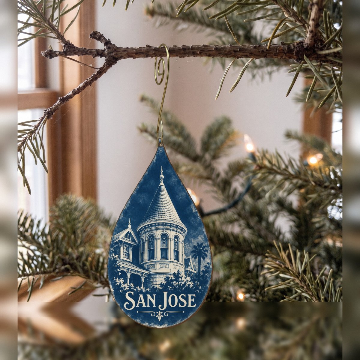 She's Choosing San Jose Ornament | Cyanotype-Inspired | S714-O