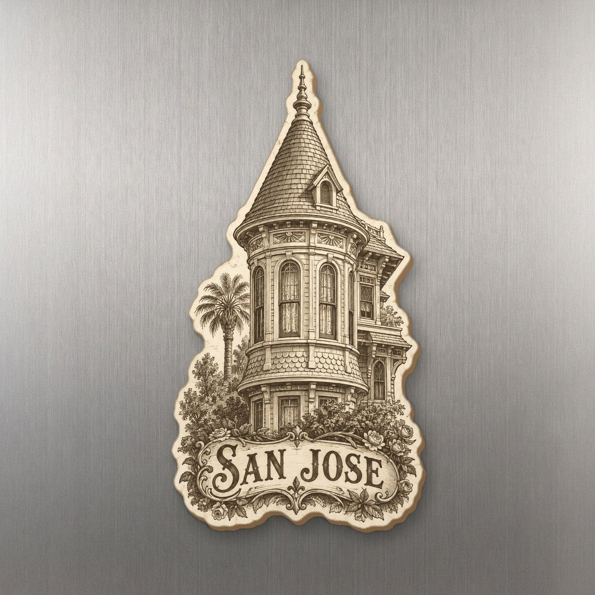 She's Choosing San Jose Magnet | Etching-Inspired Linework | S715-M