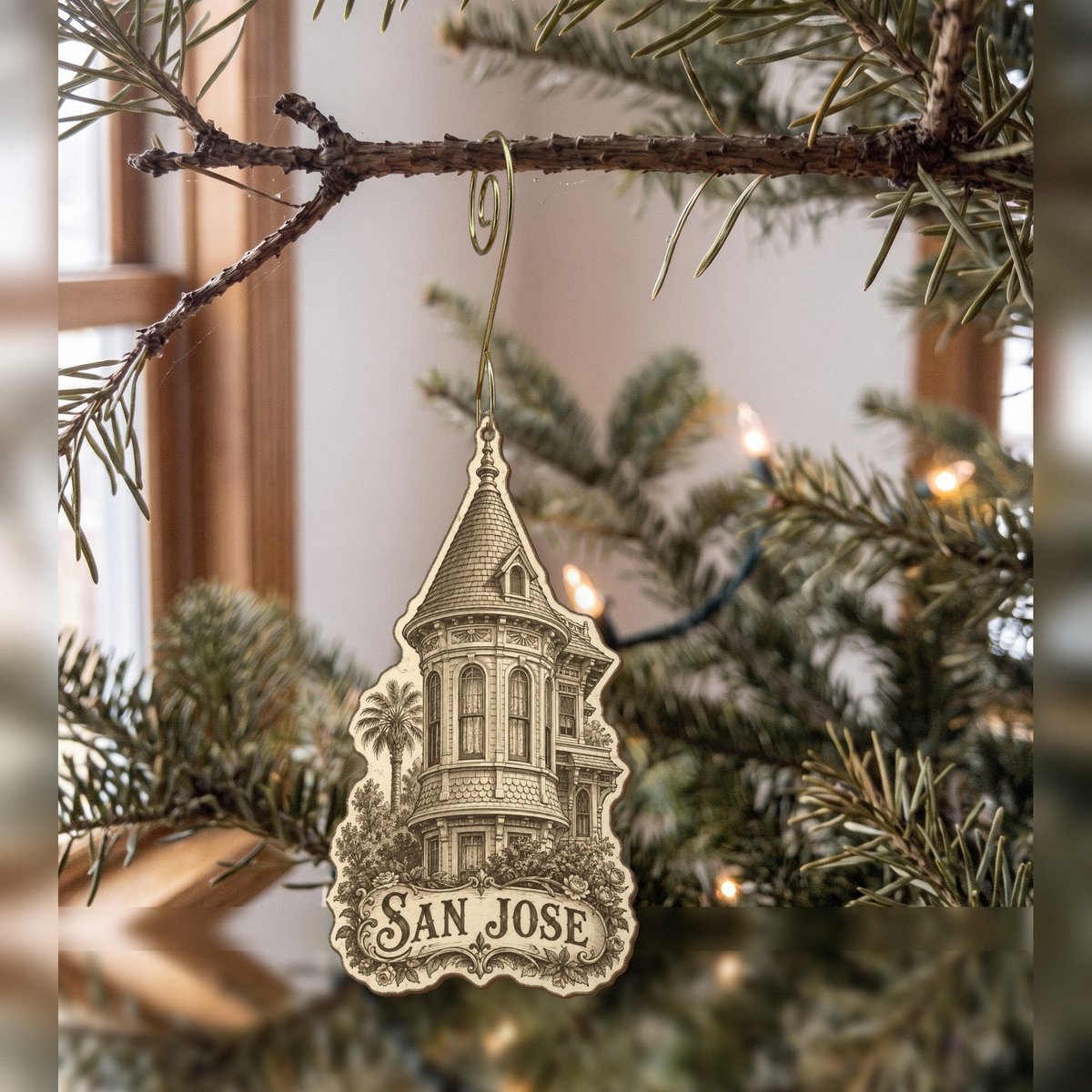 She's Choosing San Jose Ornament | Etching-Inspired Linework | S715-O