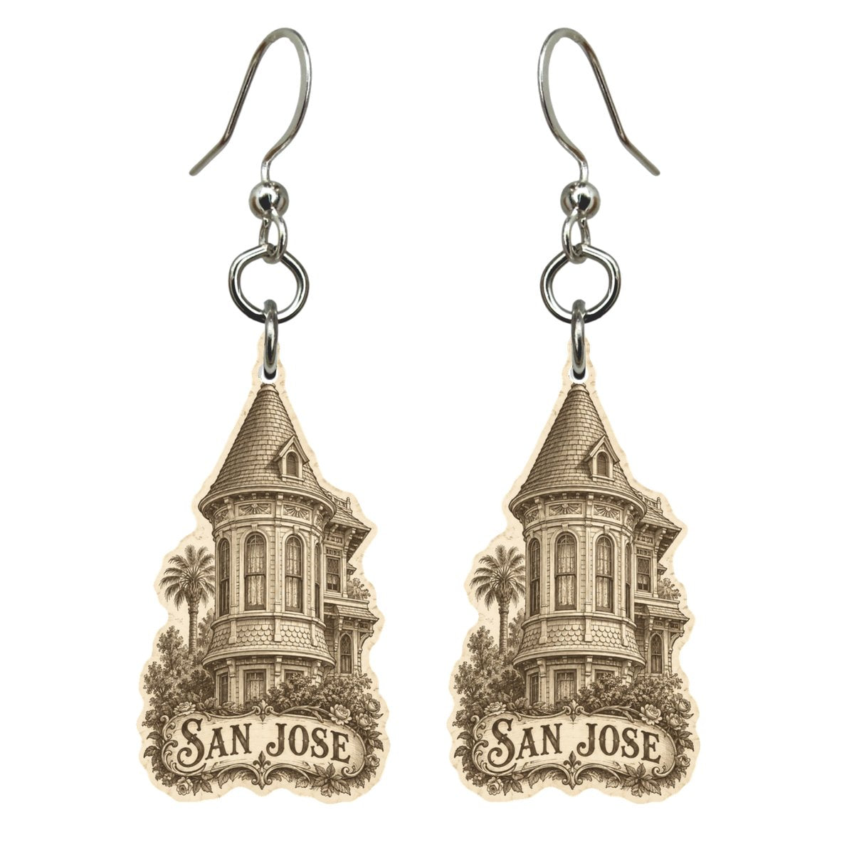 She's Choosing San Jose Earrings | Etching-Inspired Linework | S715