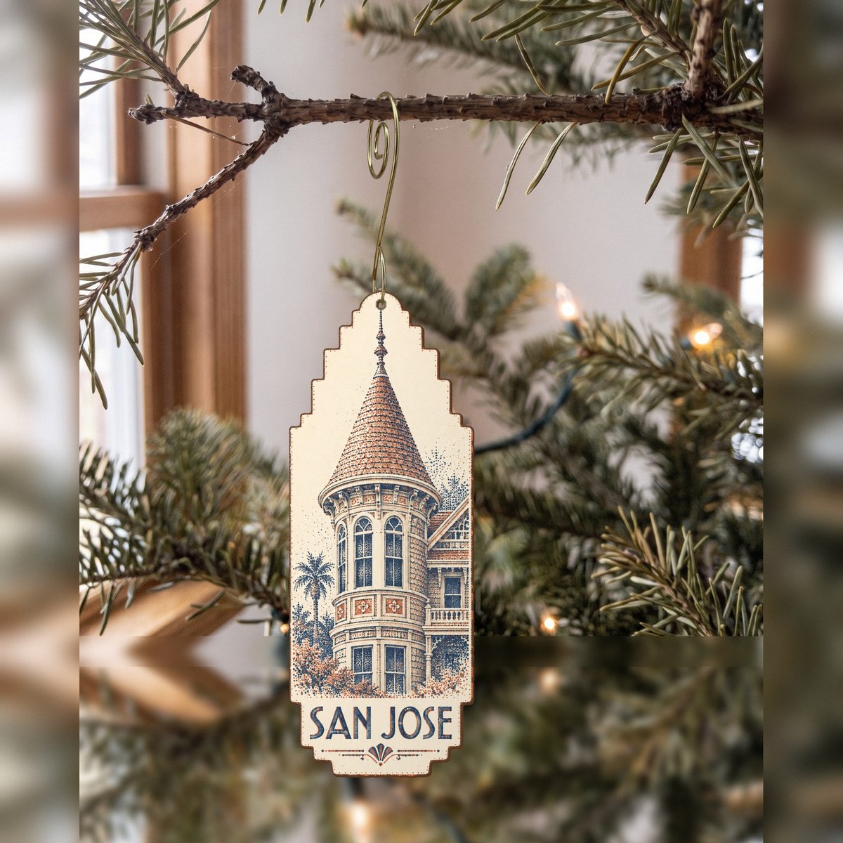 She's Choosing San Jose Ornament | Sparse Pointillism | S716-O