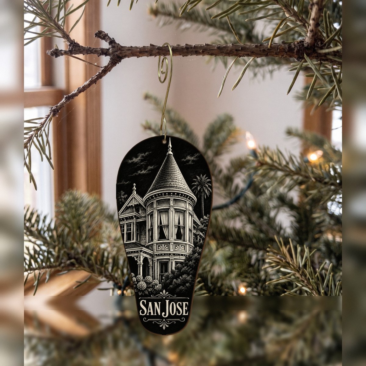 She's Choosing San Jose Ornament | Scratchboard | S717-O