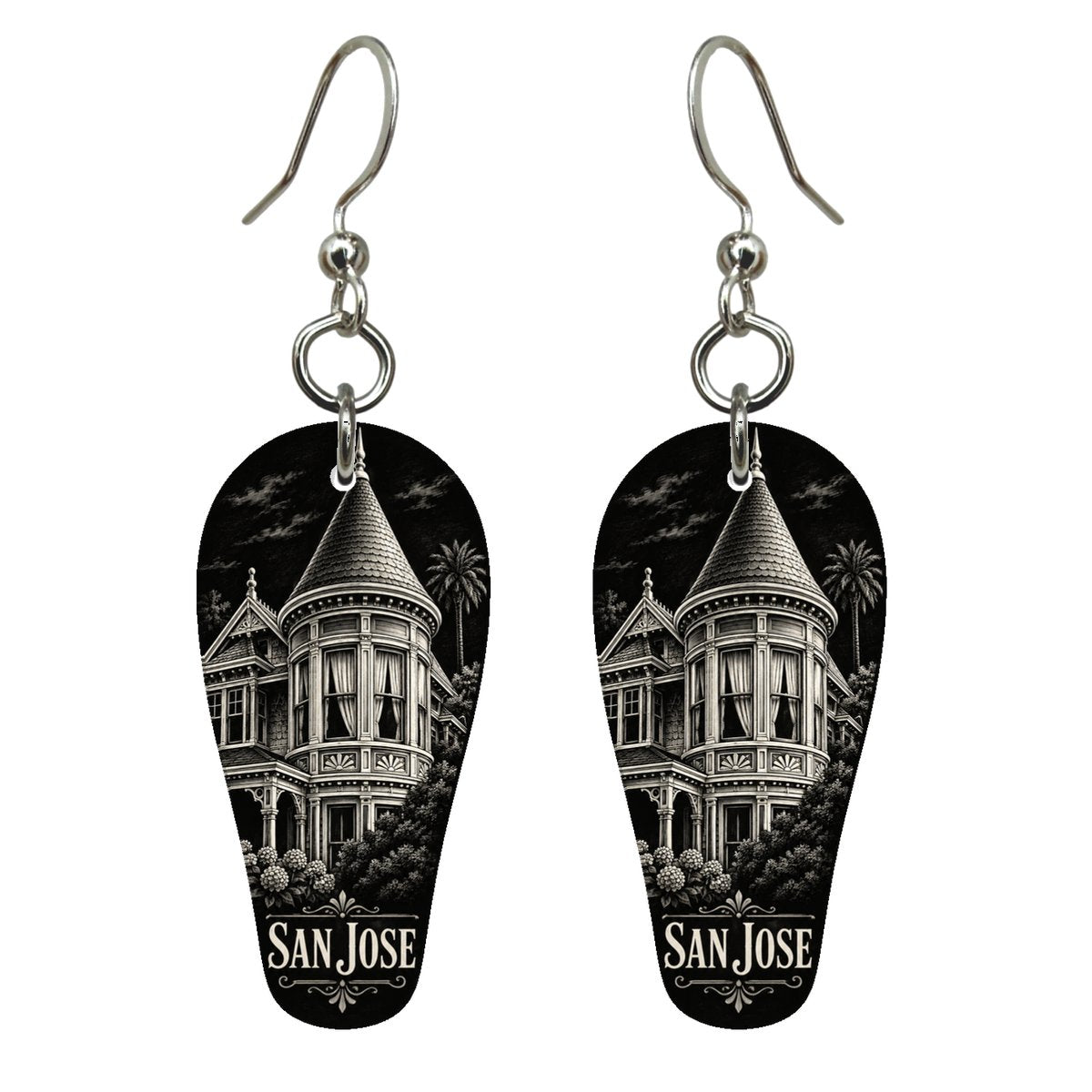 She's Choosing San Jose Earrings | Scratchboard | S717