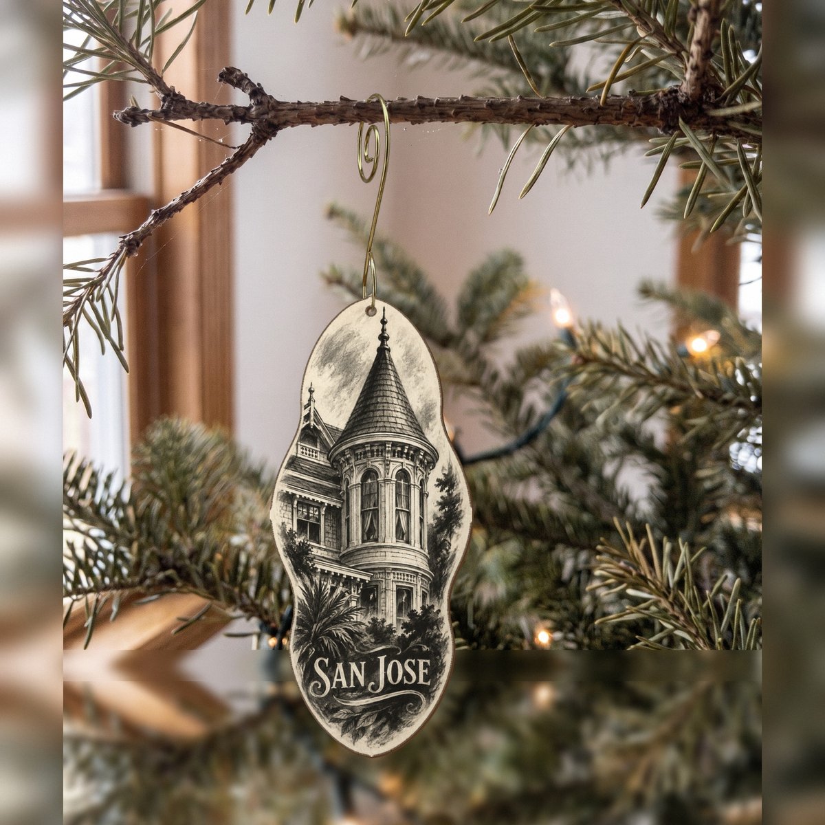She's Choosing San Jose Ornament | Charcoal Gesture | S718-O