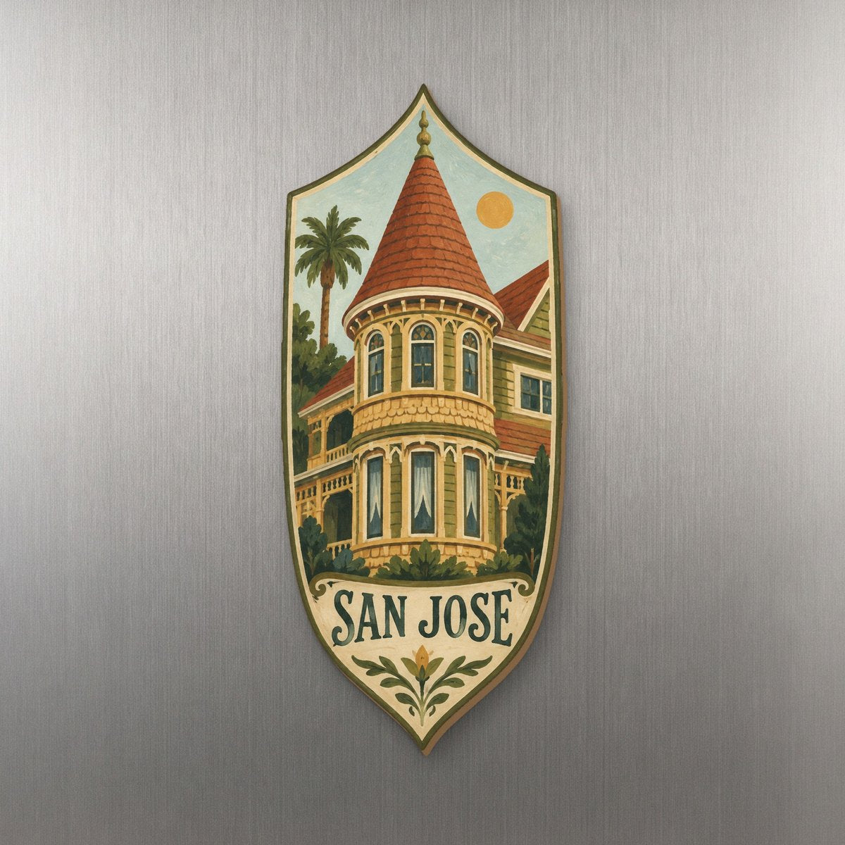 She's Choosing San Jose Magnet | Naive Folk Painting | S721-M