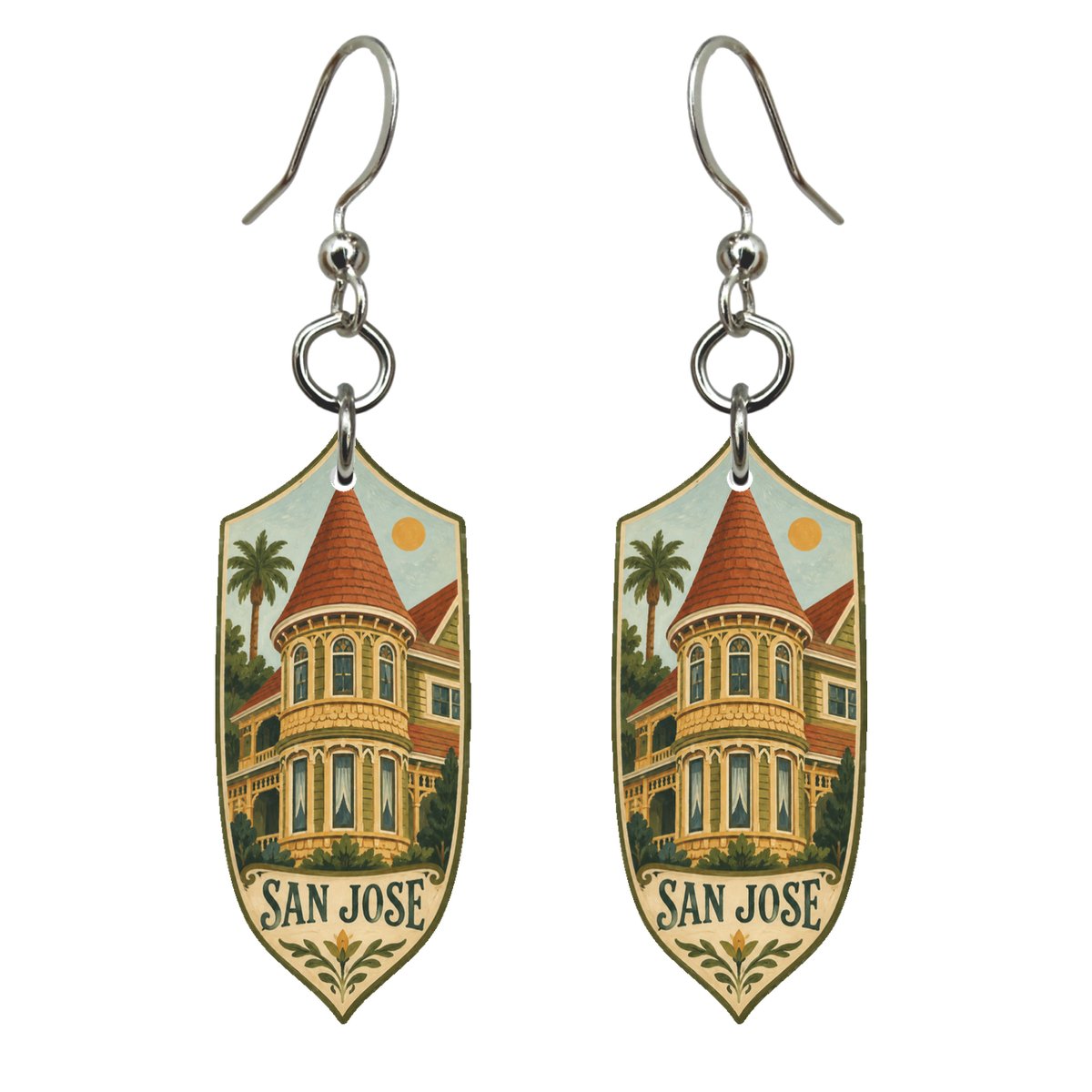 She's Choosing San Jose Earrings | Naive Folk Painting | S721