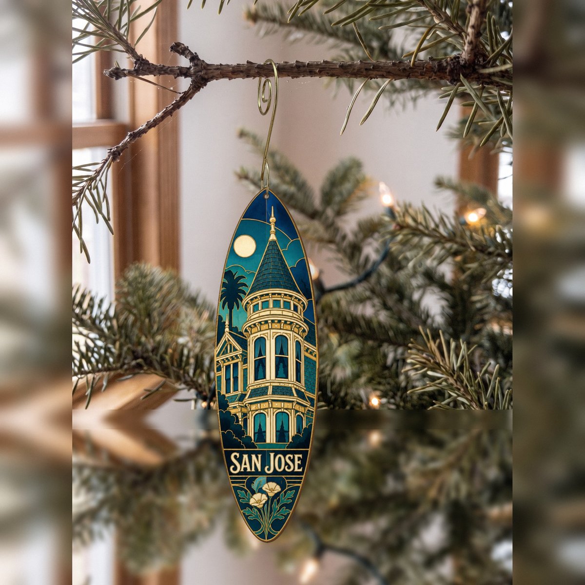 She's Choosing San Jose Ornament | Cloisonné-Inspired Graphic | S723-O