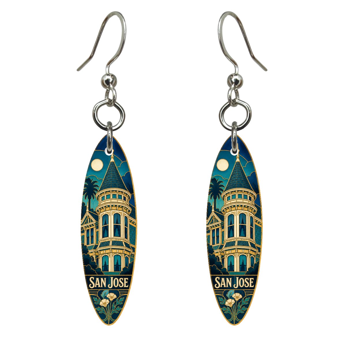 She's Choosing San Jose Earrings | Cloisonné-Inspired Graphic | S723