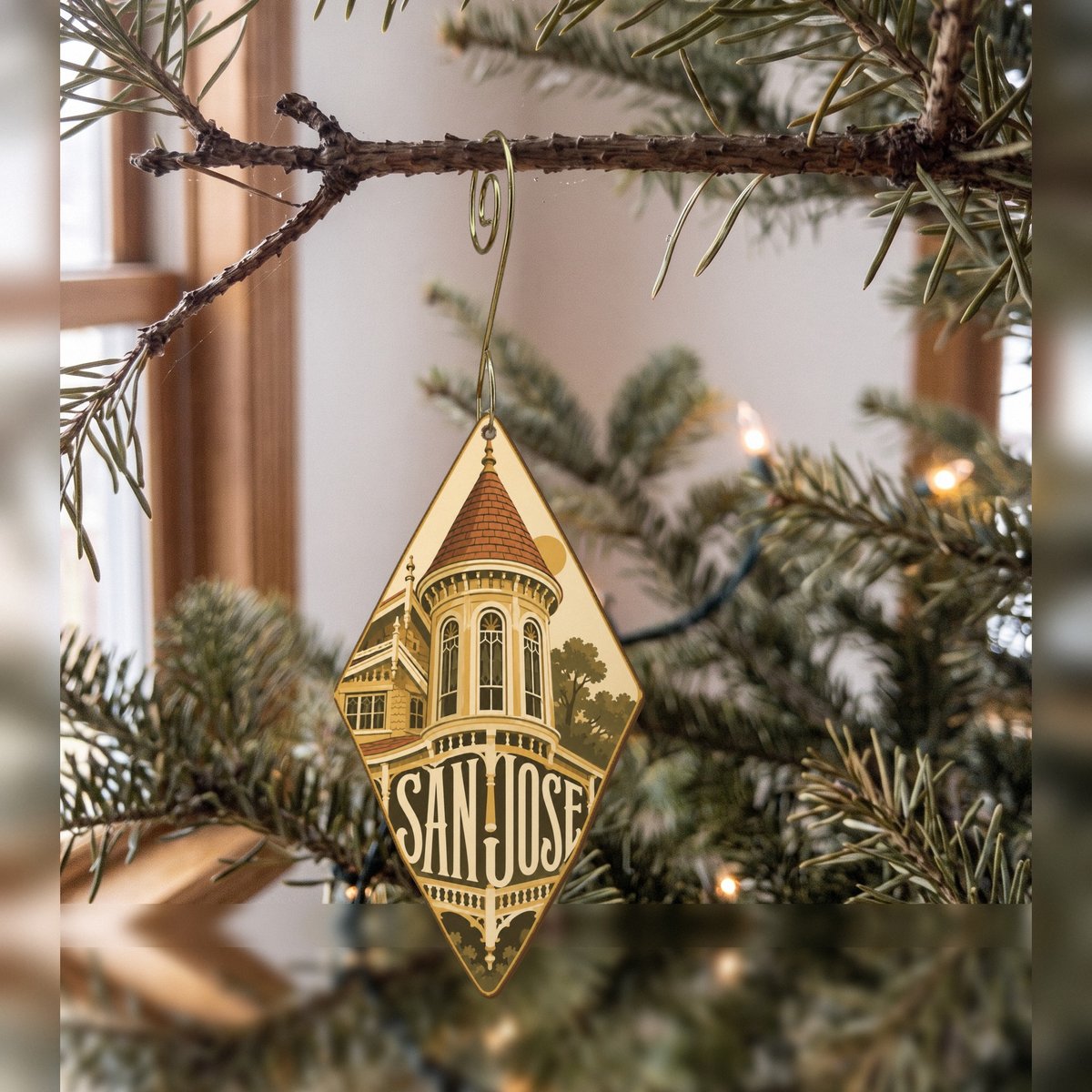 She's Choosing San Jose Ornament | Typographic Illustration | S724-O