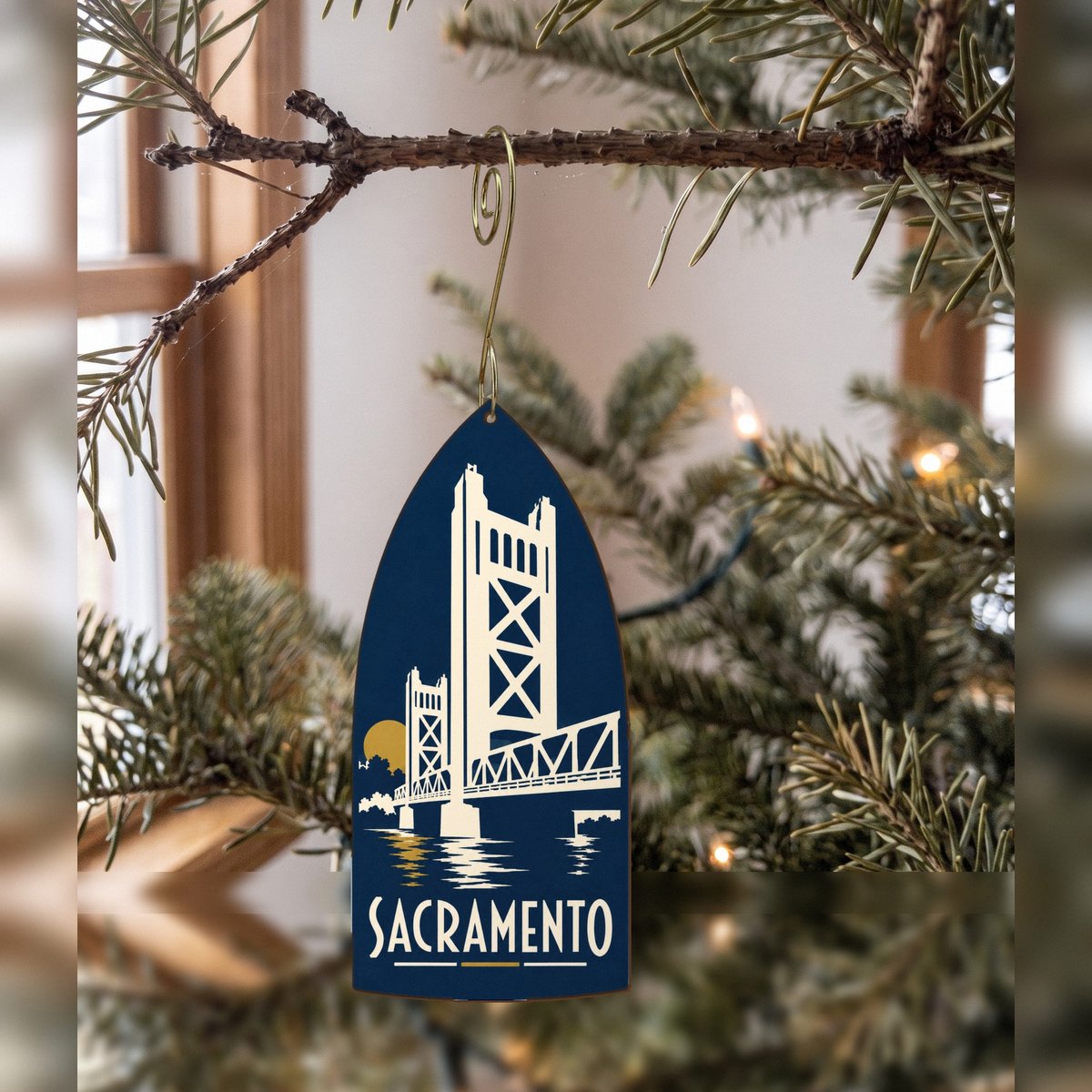 She's Choosing Sacramento Ornament | Negative-Space Silhouette | S726-O