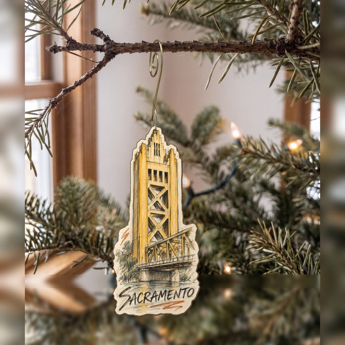 She's Choosing Sacramento Ornament | Loose Contour Sketch | S728-O