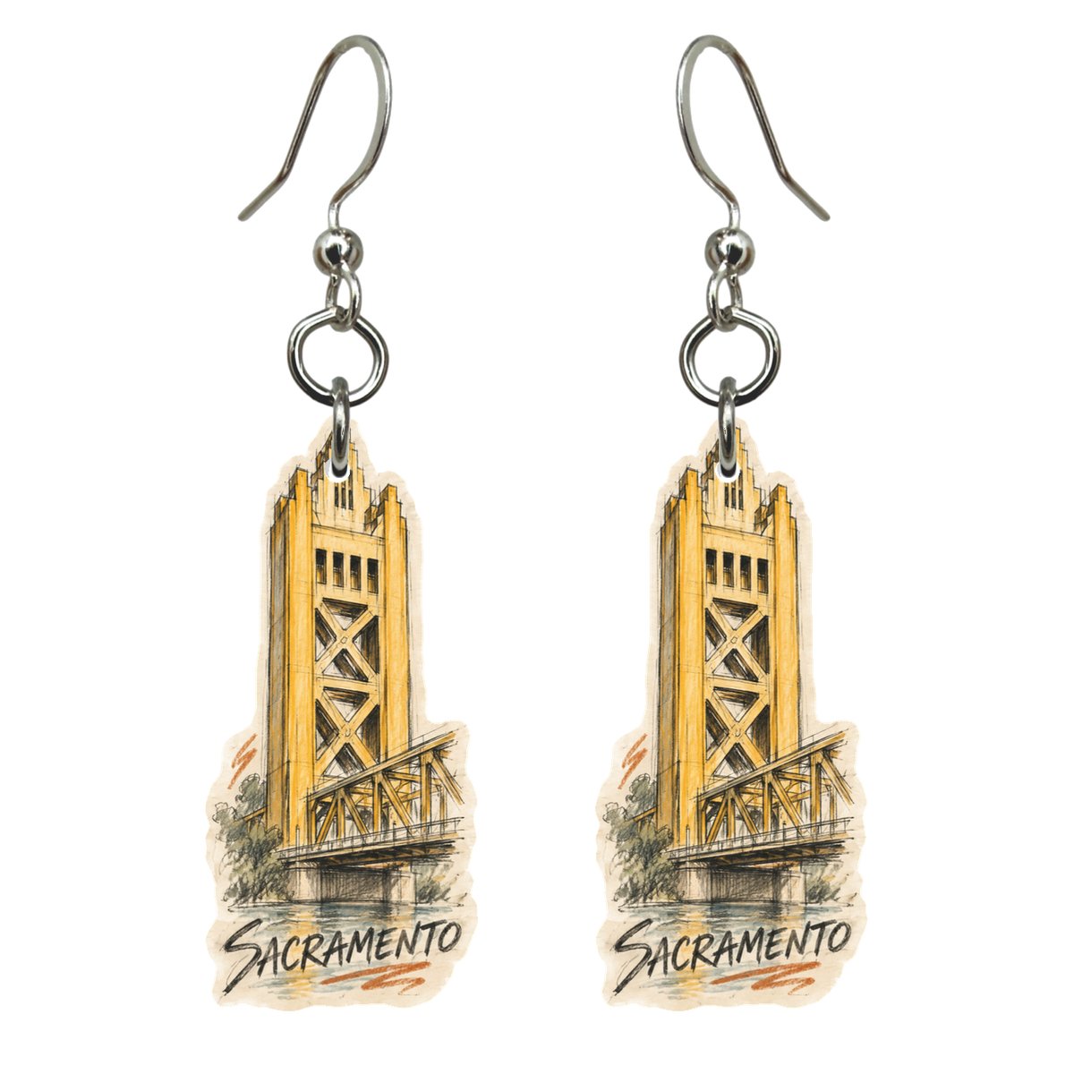 She's Choosing Sacramento Earrings | Loose Contour Sketch | S728