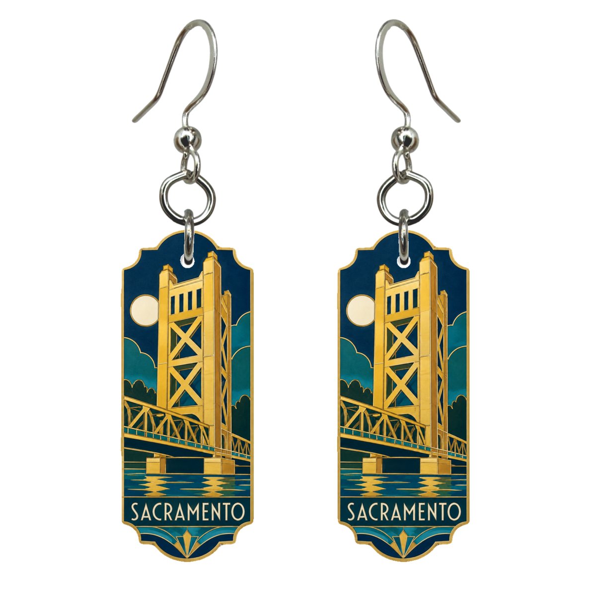 She's Choosing Sacramento Earrings | Cloisonné-Inspired Graphic | S741
