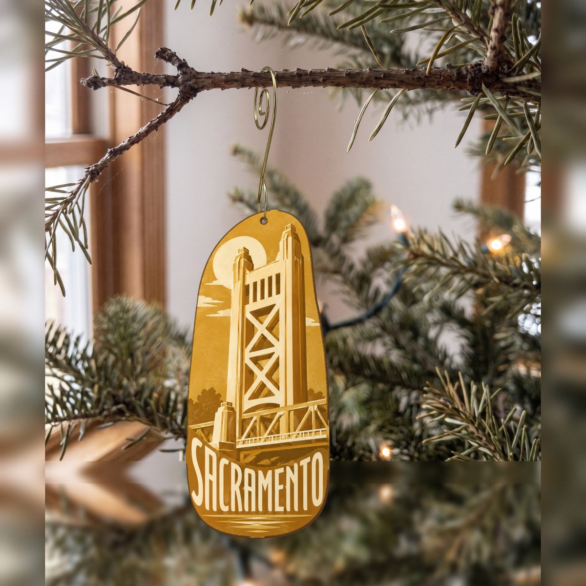 She's Choosing Sacramento Ornament | Typographic Illustration | S742-O
