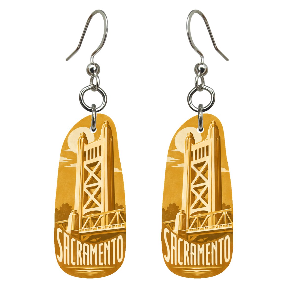 She's Choosing Sacramento Earrings | Typographic Illustration | S742